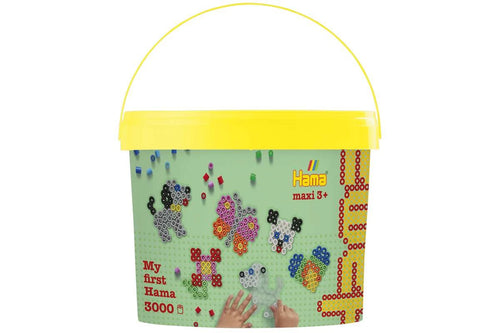 HAMA Hama maxi perler 3000stk + 4 plader i bøtte, gul