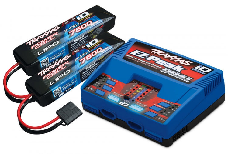 Traxxas 2991GX 8A og 2 x 2S 7600mAh Li-Po Batteripakke