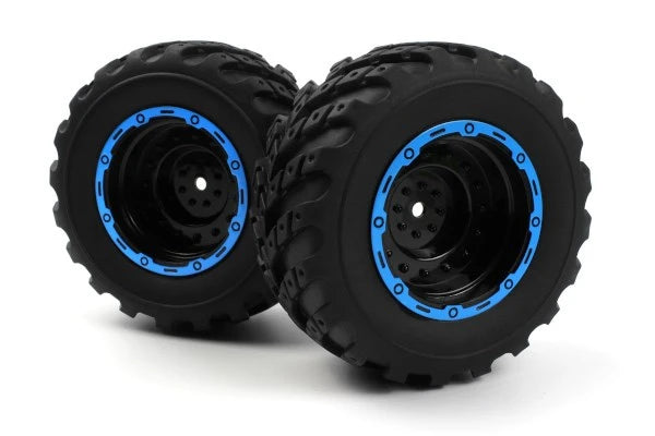 Blackzon Smyter MT Wheels/Tires Assy (Black/Blue/2pcs)