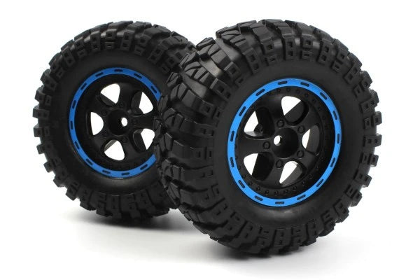 Blackzon Smyter Desert Wheels/Tires Assembled (Black/Blue/2